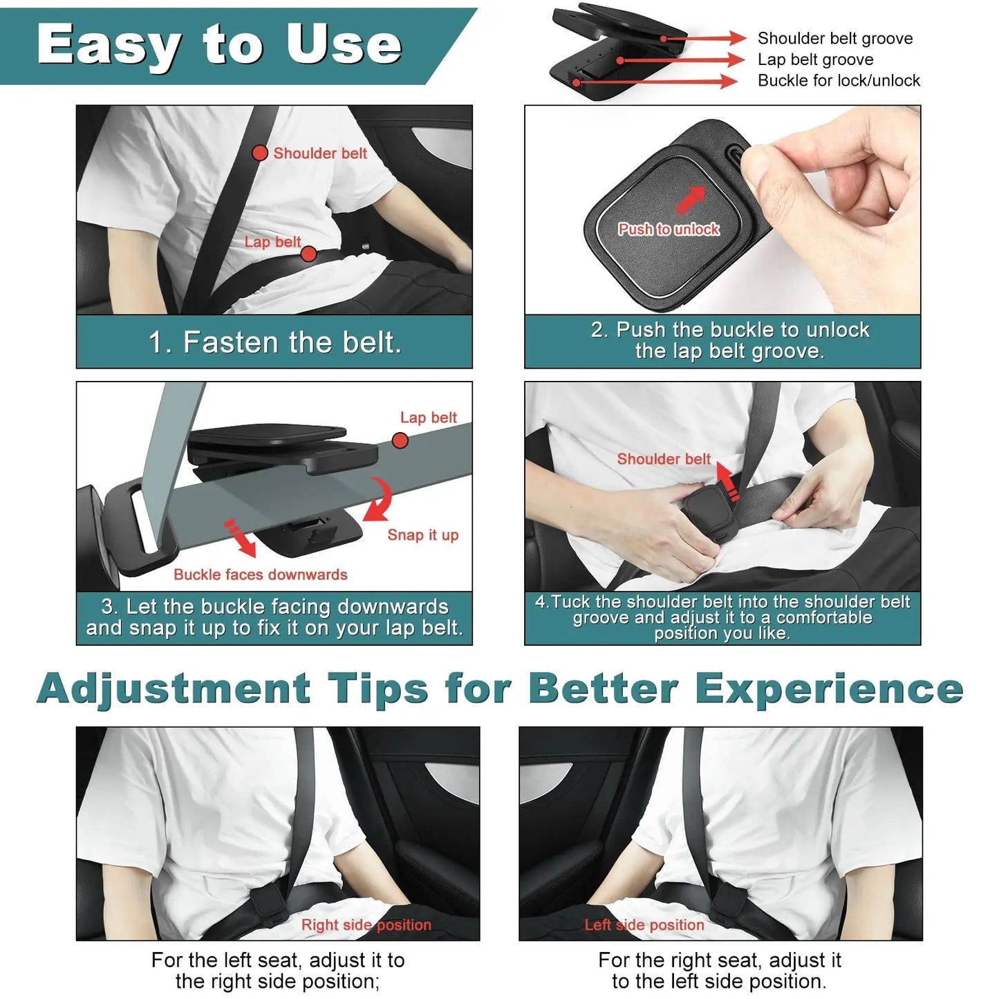Car Seat Belt Adjuster Clamp Shoulder Neck Locking Clip Protector