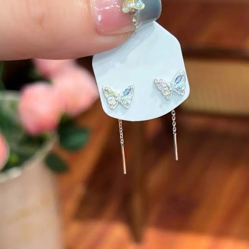 Butterfly Dangle Earrings | Hypoallergenic CZ Drop Earrings
