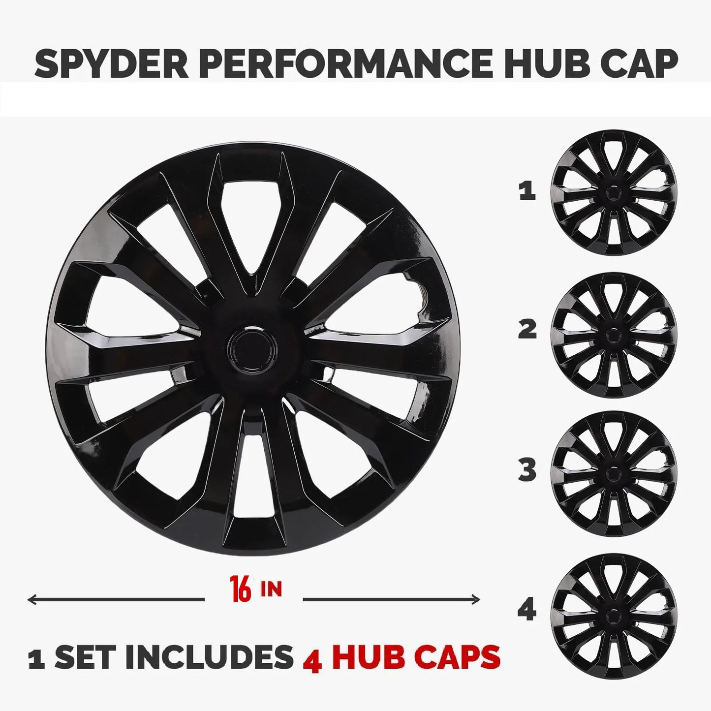 16-Inch ABS Hub Caps Wheel Covers Set of 4 – R16 Universal Fit
