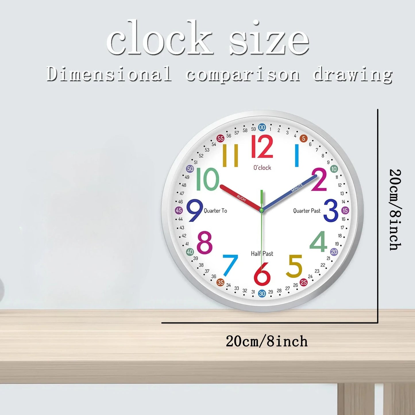 8 Inch Simple Silent Quartz Wall Clock Home Decor for Living Room Bedroom Kitchen Holiday Gift No Battery Peaceful Pleasures Health and Wellness