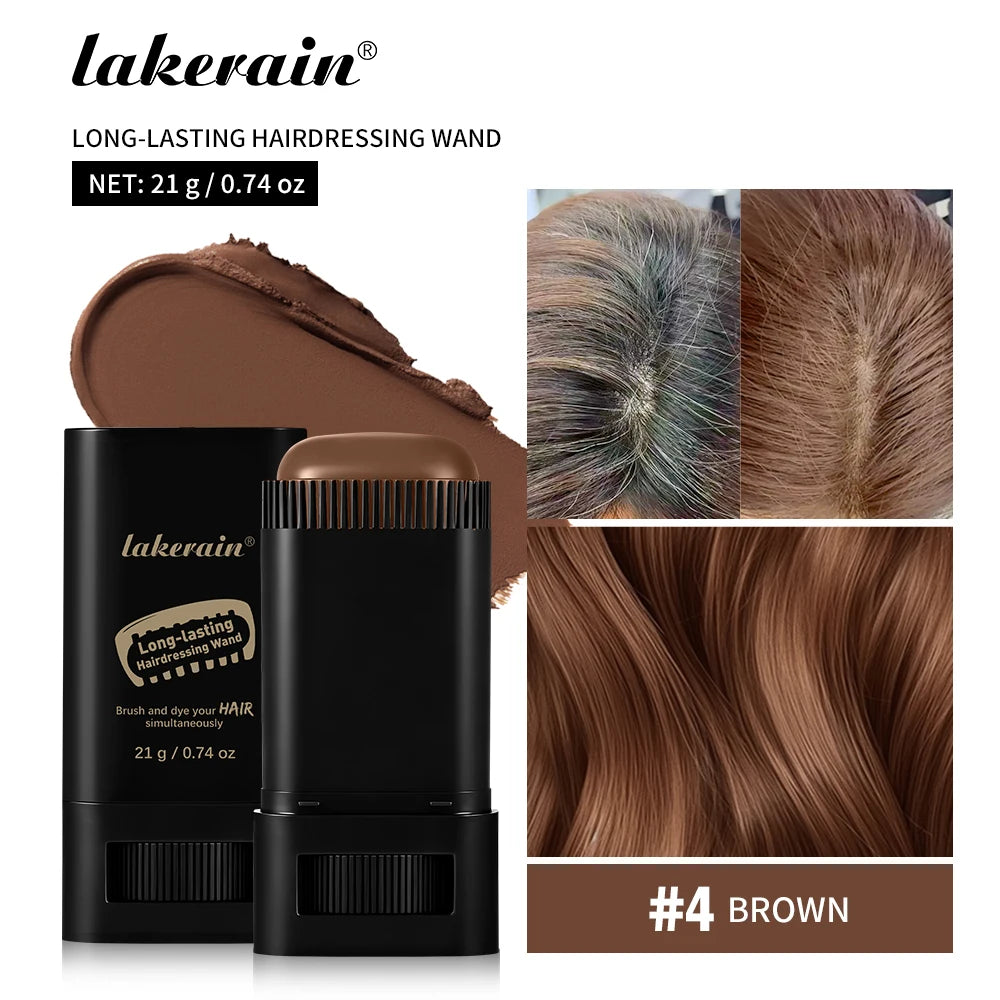 Long-lasting Hairdressing Wand Quickly Cover White Hair Sweat Resistant Waterproof Smooth Cream Texture Comb & Dye in One Design Peaceful Pleasures Health and Wellness Brown