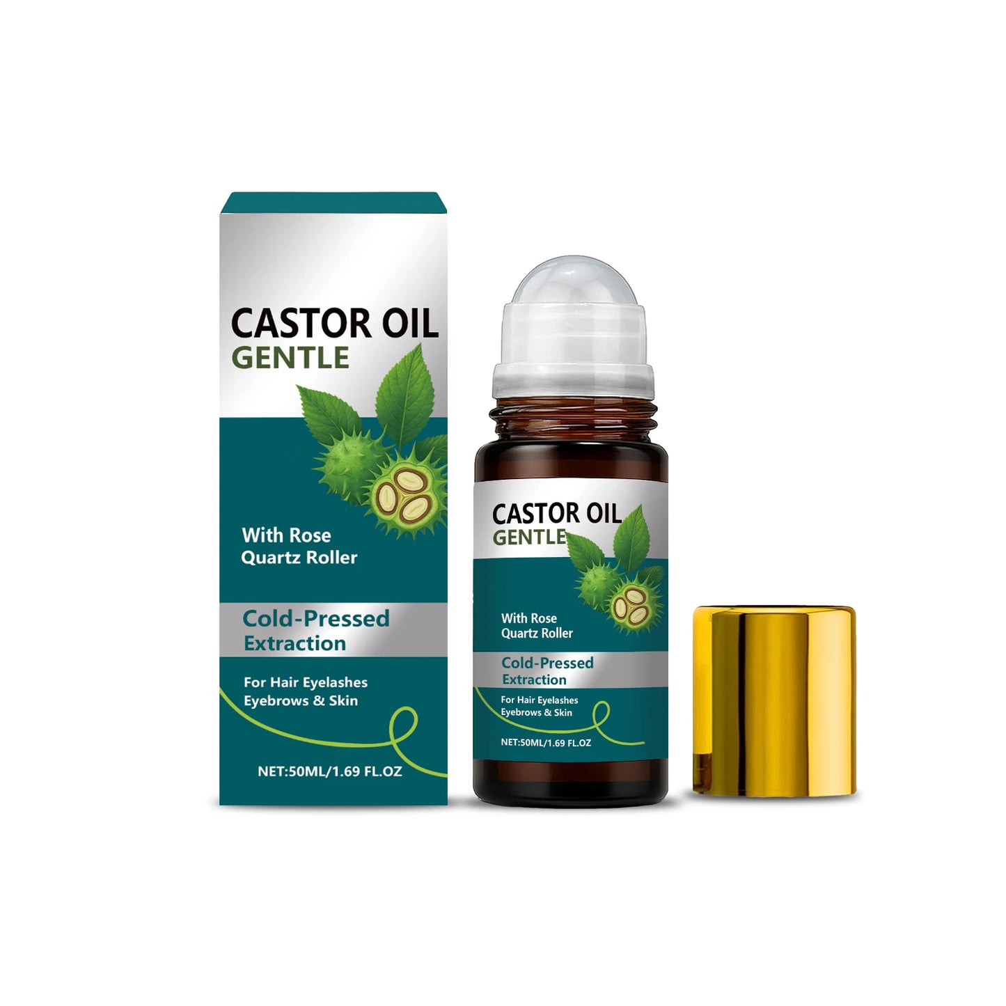 Cold-Pressed Castor Oil Roller | Hair, Lashes & Skin Care 50ml