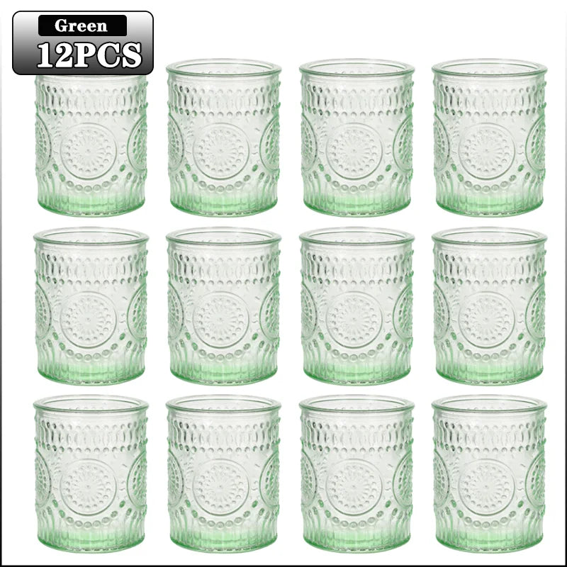 12-Pack Glass Candle Holders | Multicolor Table Decor & DIY Jars