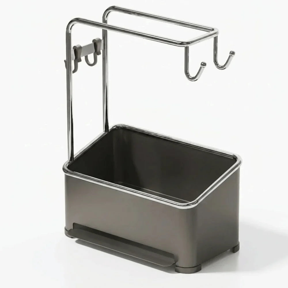 Gunmetal Gray Stainless Steel Kitchen Sink Organizer Rack