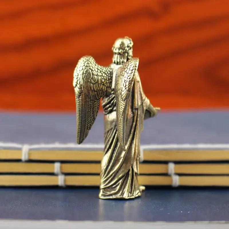 Brass Angel Statue Figurine | Small Bronze Desktop Ornament
