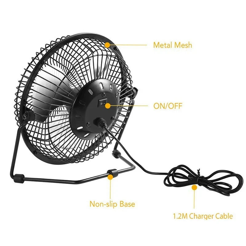 5W Solar Powered 4-Inch USB Fan – Camping, Yacht & Pet Houses