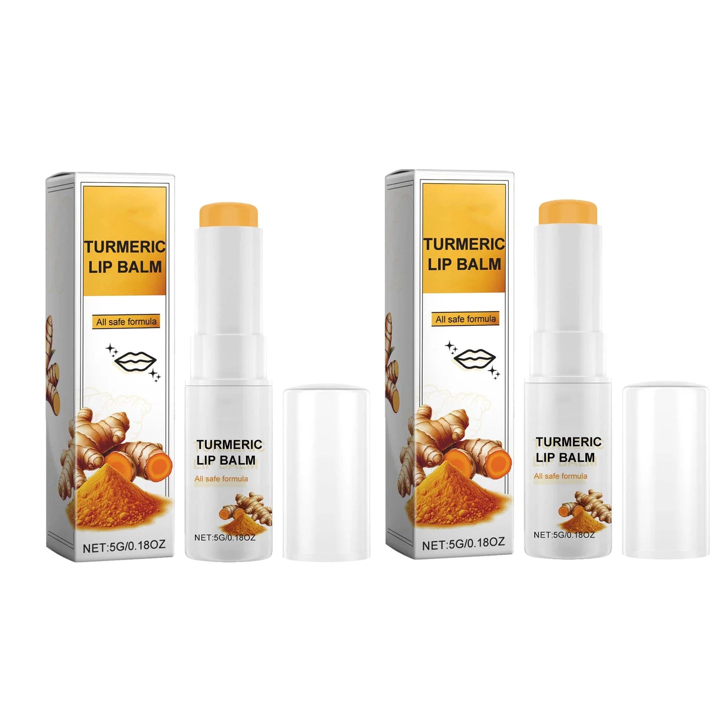 Turmeric Moisturizing Lip Balm Hydrating Protective Barrier Soothing Dry Chapped Lips Long Lasting Natural Formula Lip Care Peaceful Pleasures Health and Wellness 2pcs