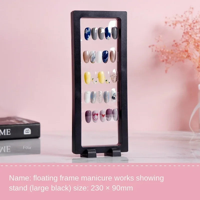 Acrylic Nail Tips Display Stand Holder With PET Membrane, 1 Pcs, White/Black, Nails Deigns Showing Board, Manicure Nail Art Tool Peaceful Pleasures Health and Wellness Long-BK