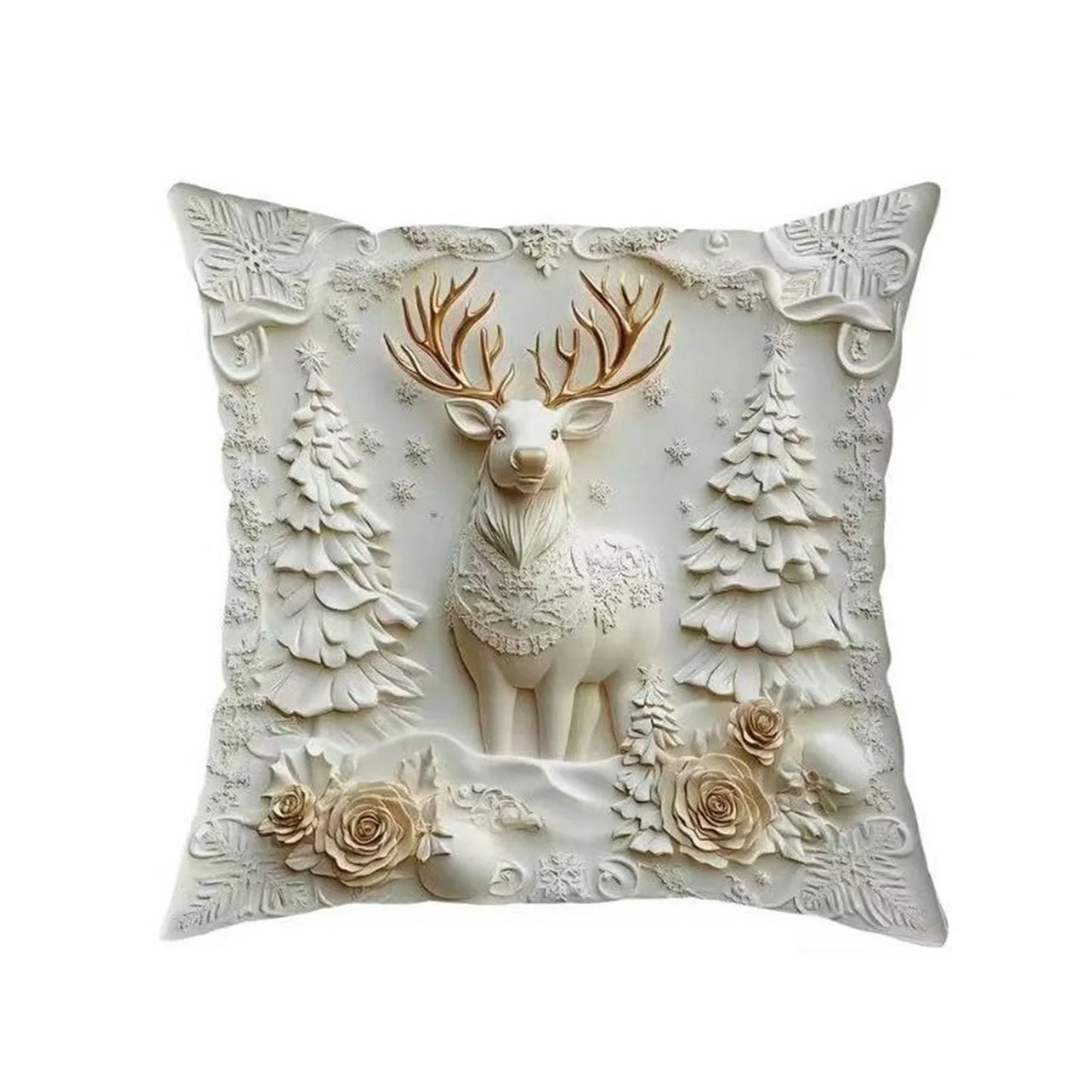 Christmas Theme Pillow Cover White Print With Christmas Style Pattern Holiday Decor For Winter Home Warm Decorations Peaceful Pleasures Health and Wellness C 45cm 45cm