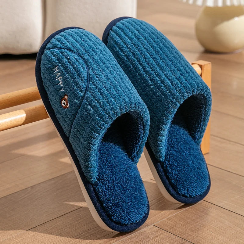 Men's Plush Warm Anti-Slip Indoor Slippers | Winter House Shoes