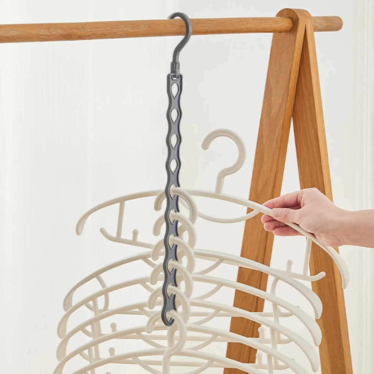 10-Hole Space Saving Clothes Hanger | Folding Wardrobe Rack