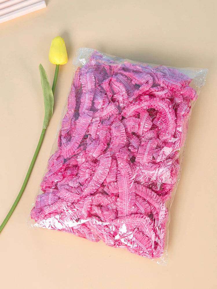 80pcs Shower Cap Head Cover Elastic Plastic Thickened Pink Round Cover Food Kitchen Bathroom Accessories Food Preservation Bag Peaceful Pleasures Health and Wellness Pink