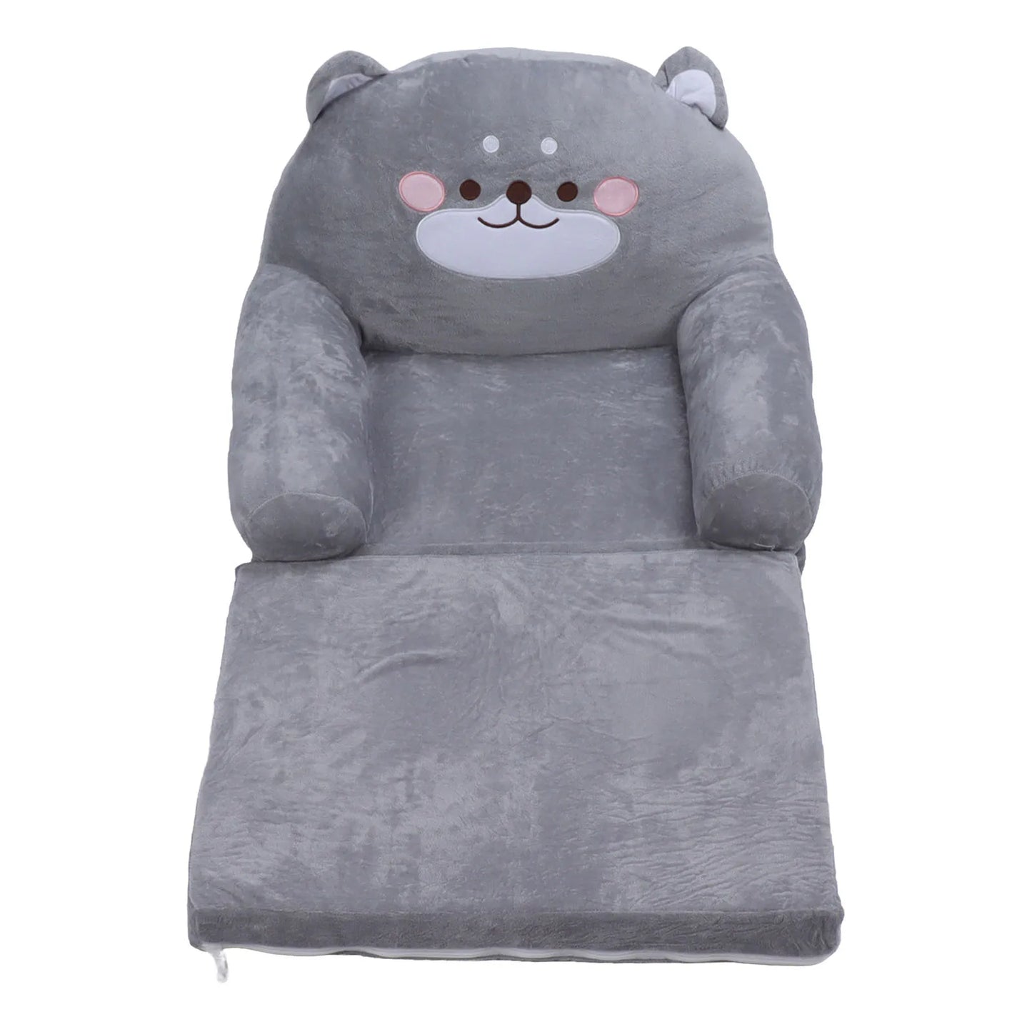 Toddler Chair Gray Dog Cartoon Soft Breathable Kids Sofa Foldable Design Easy To Clean for Sleeping Peaceful Pleasures Health and Wellness Two layers
