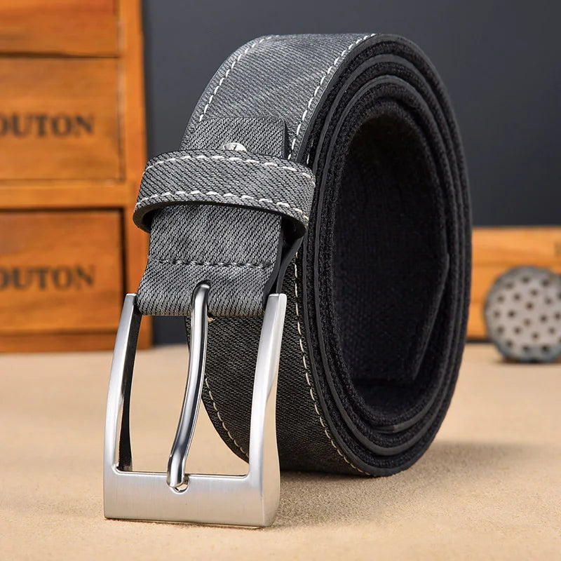 Men's Canvas & Faux Leather Hybrid Belt | Casual Everyday Style Men's Casual Belt Peaceful Pleasures Health and Wellness black 130cm
