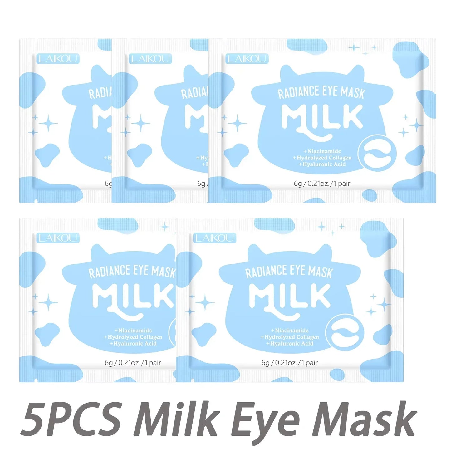 5/10 PCS LAIKOU Eye Mask Anti Dark Circles Removal Eyes Bags Moisturizing Firming Eye Patches Eyes Skin Care Products Peaceful Pleasures Health and Wellness Milk Eye Mask 5PCS