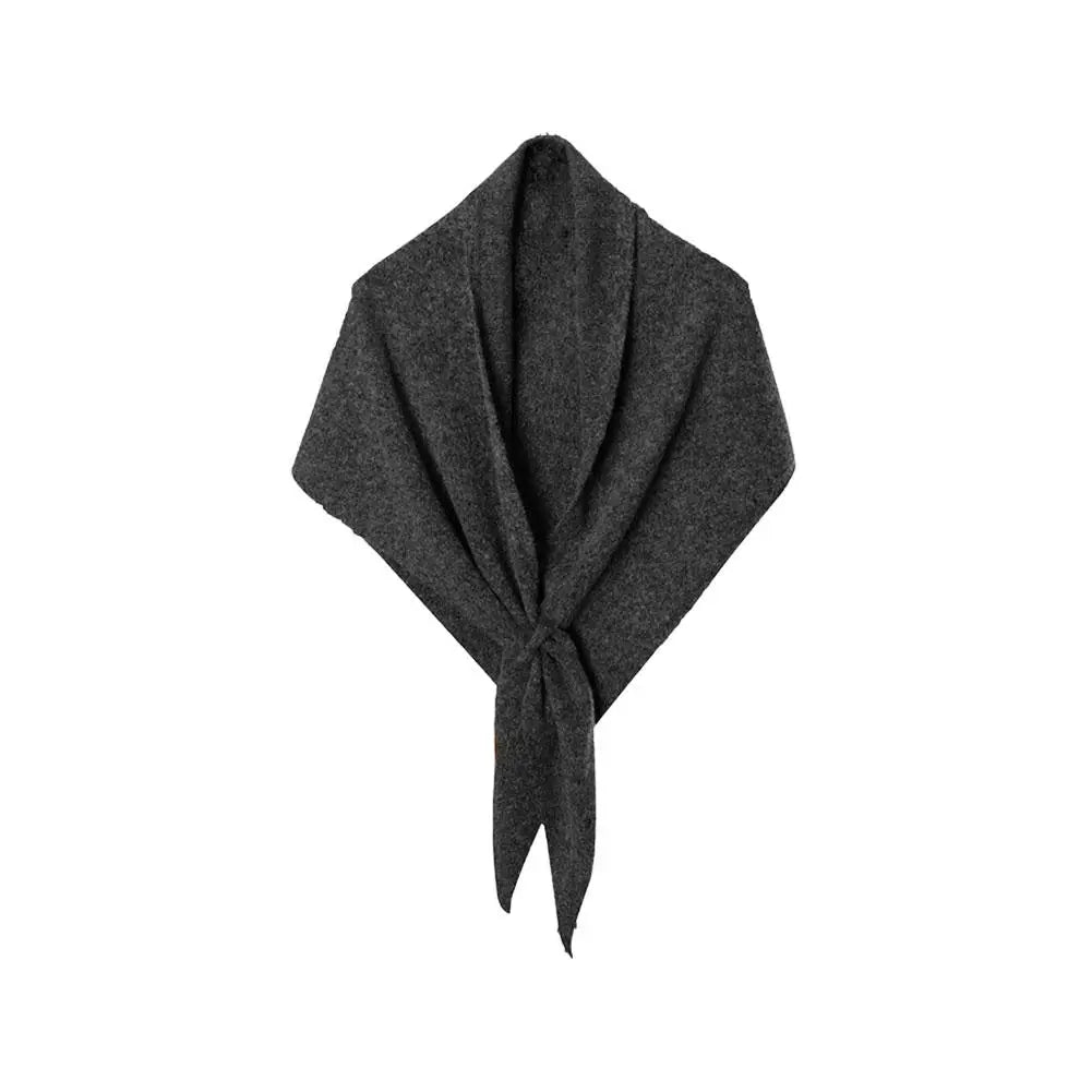 Women's Knitted Triangle Shawl Scarf – Warm Wool Blend Wrap Knitted Shawl Scarf Peaceful Pleasures Health and Wellness dark Gray One size