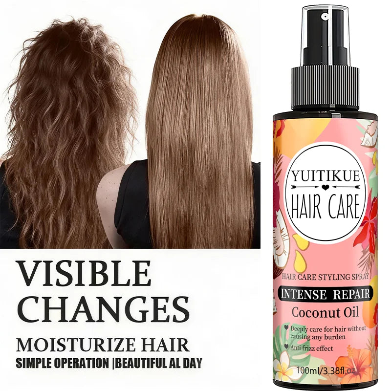 YUITIKUE Coconut Oil Hair Care Styling Spray | Intense Repair Formula | Anti Frizz & Deep Care For Lightweight, Healthy Hair Peaceful Pleasures Health and Wellness