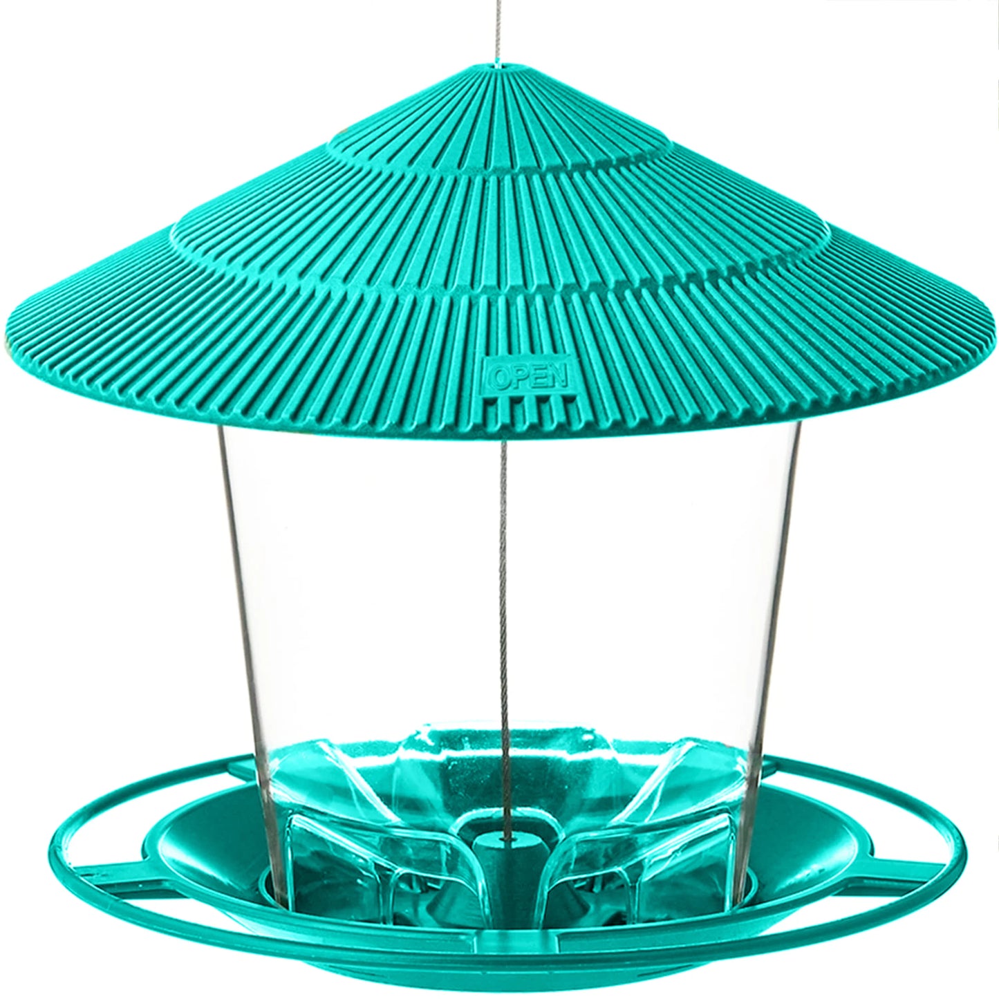 Bird Feeder Automatic Foot Feeding Tool Outdoor Bird Feeder Hanging Nut Feeding Multiple Hole Dispenser Holder Food Container Peaceful Pleasures Health and Wellness GREEN