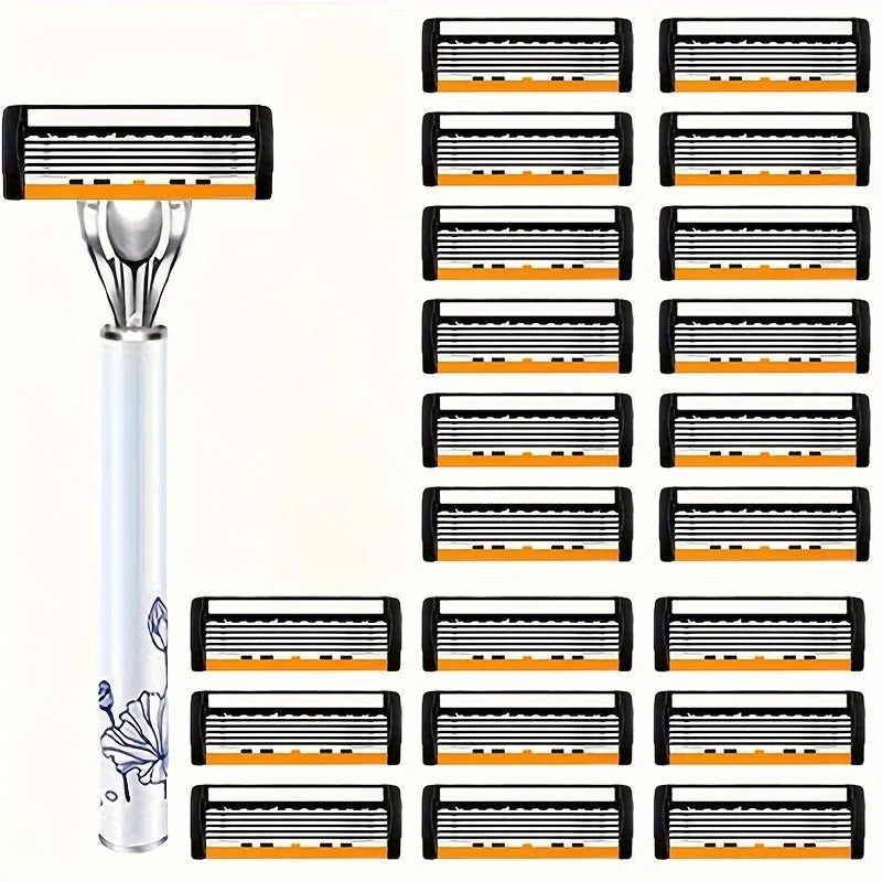 Safety Razor Kit – 1 Handle + 24 Blades | Men & Women