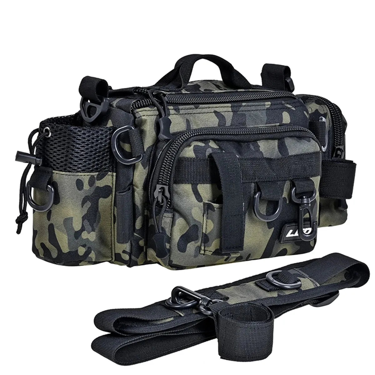 Versatile Fishing Tackle Bag with Removable Shoulder Strap for Freshwater and Saltwater Fishing - Store Tools and Rods with Ease Peaceful Pleasures Health and Wellness Green camo