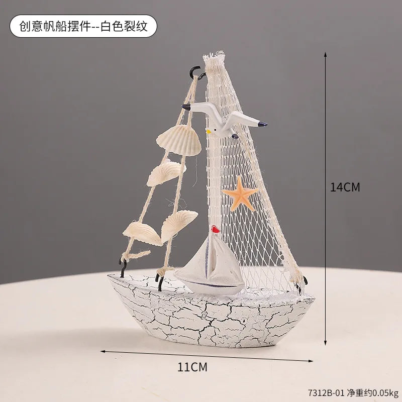 Sailboat Craft Ornament Online Store Photography Prop Cake Decoration Creative Home Mini Sailboat Figurine Desk Decoration decor Peaceful Pleasures Health and Wellness 7312B-01