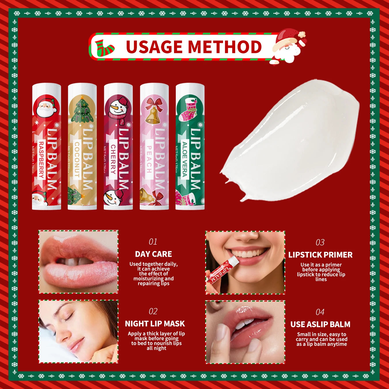 20PCS lipstick Set -5 Taste Christmas Theme Deep moisturizing and lasting moisturizing to create plump and shiny lips Peaceful Pleasures Health and Wellness