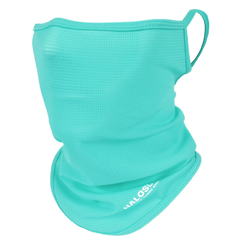 Summer Men's and Women's Ice Silk Veil Sunshade Breathable Outdoor Neck Protection Cycling Mask Half Face Style Peaceful Pleasures Health and Wellness Lake blue