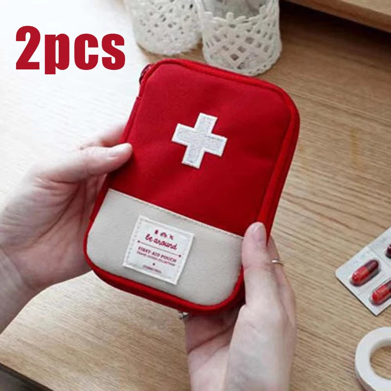 Mini Portable Medicine Bag Travel First Aid Kit Medicine Bag Storage Bag Survival Kit Medicine Box Outdoor Emergency Camping Peaceful Pleasures Health and Wellness 2pcs