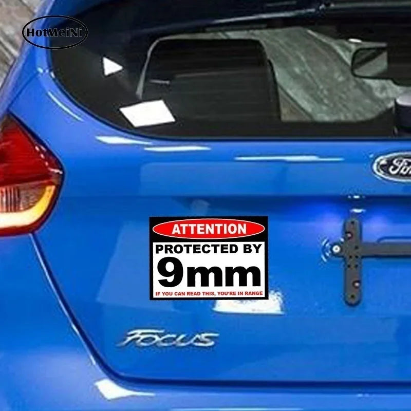 13cm*9.75cm Protected 9 mm Warning Sticker Safe Amendment Car Sticker Peaceful Pleasures Health and Wellness