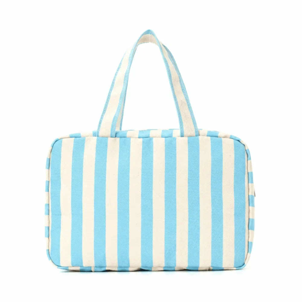 Striped Travel Makeup Bag – 4-Layer Large Capacity Organizer