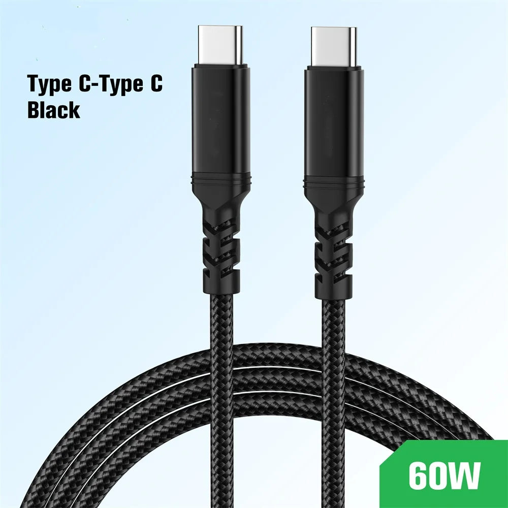 60W USB-C to USB-C Fast Charging Cable 3A | 2m–8m Lengths