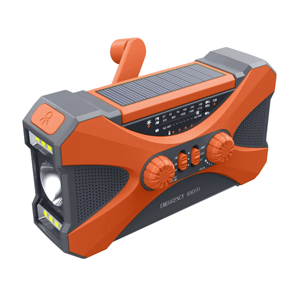 10000mAh Multifunctional Radio Hand Crank Solar USB Charging FM AM WB NOAA Weather Radio Emergency LED Flashlight Torch Power Peaceful Pleasures Health and Wellness Orange