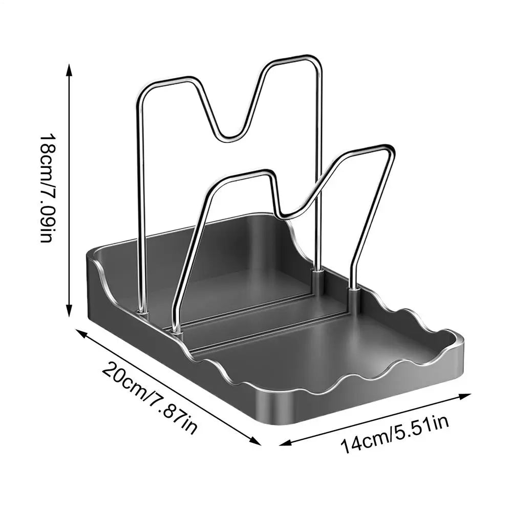 Double Layer Pot Lid Organizer Rack with Drip Tray | Kitchen Storage