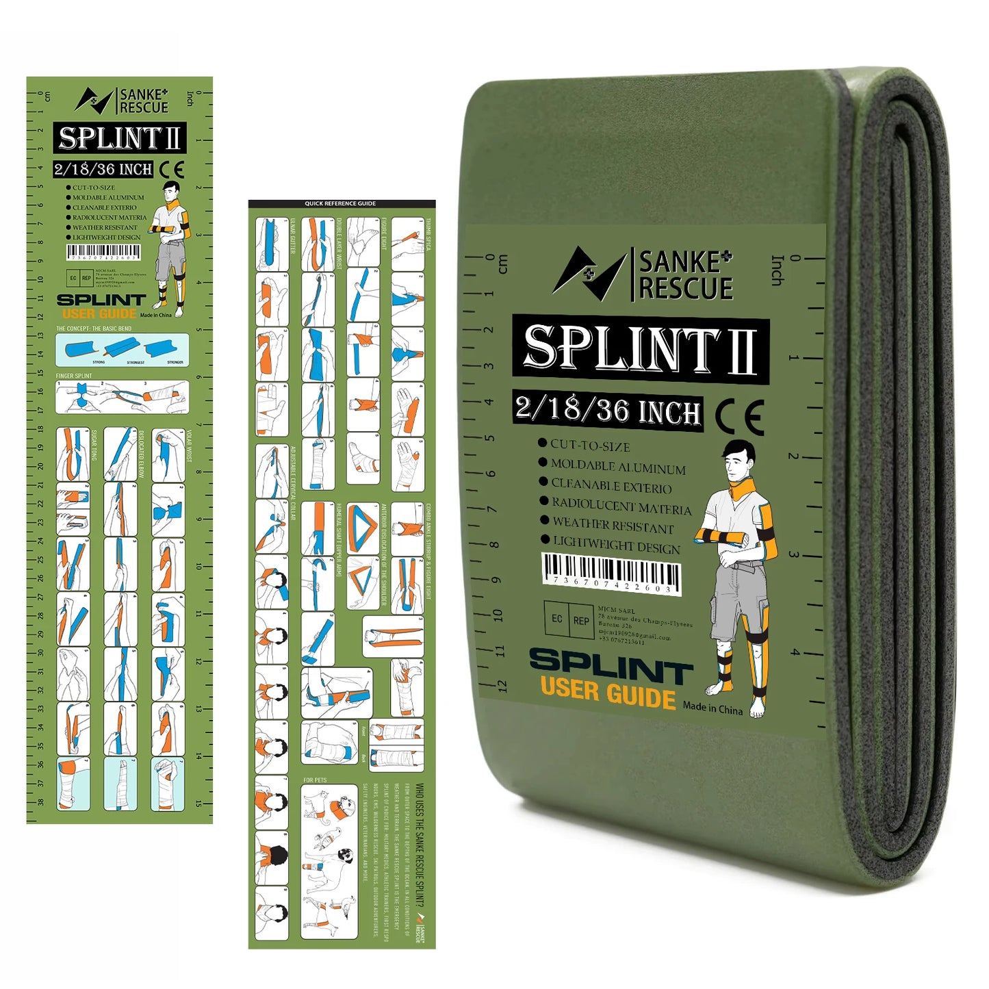 Aluminum First Aid Splint 18"/36" – Flexible, Waterproof & Reusable
