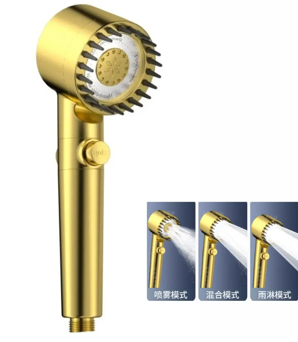 Gold Large Panel Handheld Shower Head | High-Pressure Water-Saving