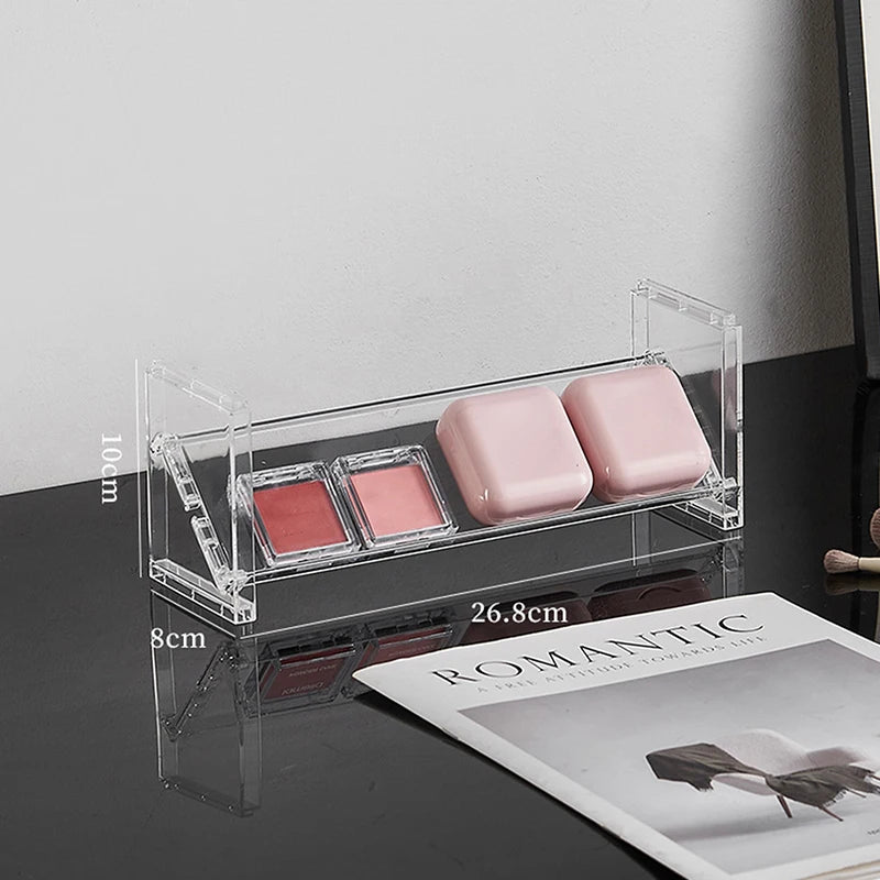 3-layer Acrylic Cosmetics Display Rack Multi-purpose Eyeshadow Tray Blush Storage Shelf Creative Desktop Toys Sundries Organizer Peaceful Pleasures Health and Wellness M Single layer