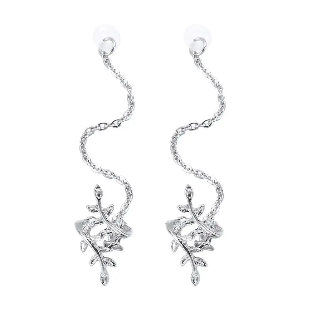 2pcs/pair Leaf Anti-Lost Earphone Clip Hollow Out Ear Decor Bluetooth Earphones Anti-lost Clip Jewelry Ear Clip Headphone Chains Peaceful Pleasures Health and Wellness silver