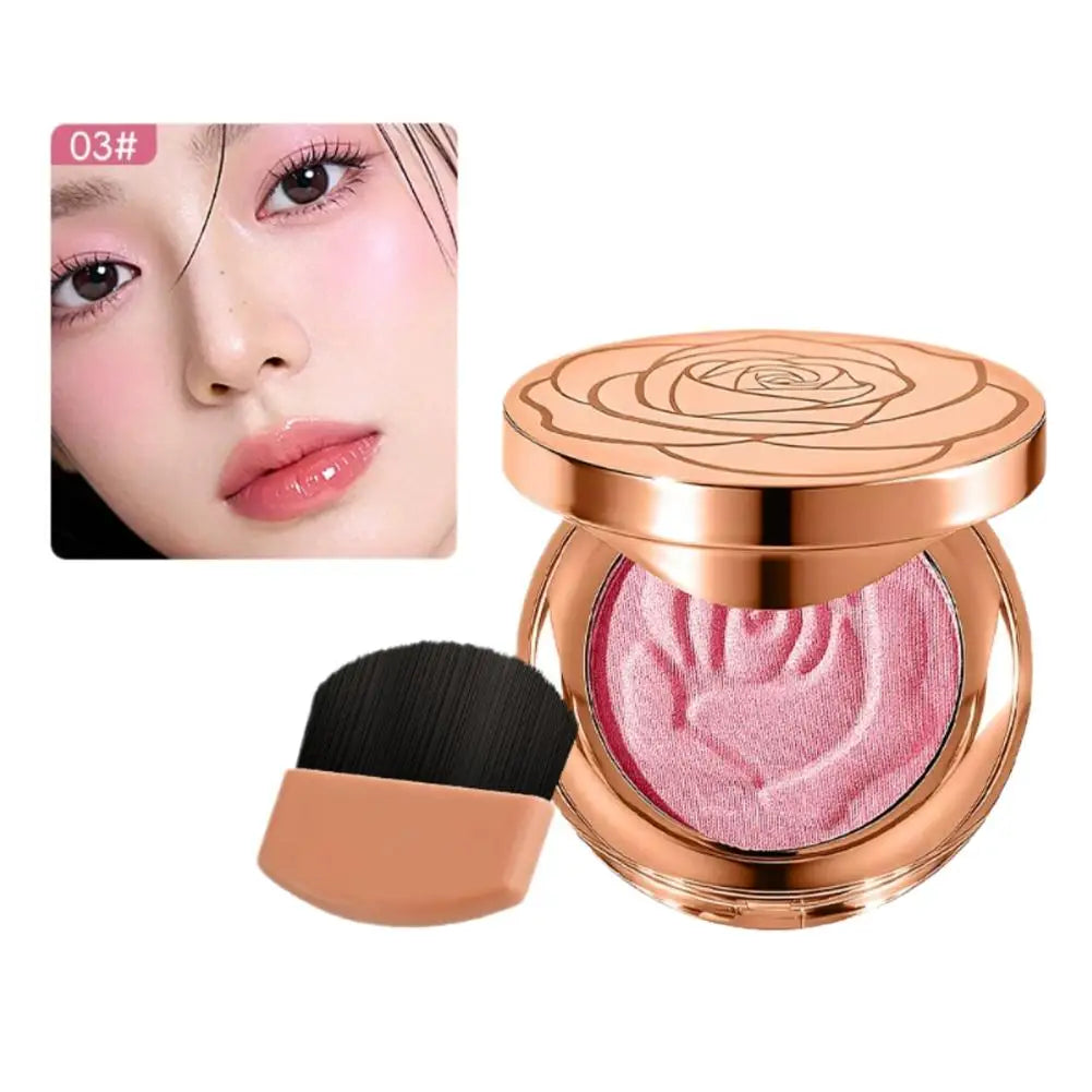 3-in-1 Multifunctional Blush Plate Enhance Complexion Lasting Brightening Monochrome Rose Professional Shiny Matte Blush Palette Peaceful Pleasures Health and Wellness 03 Pink Silver Beach