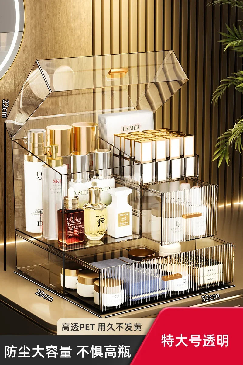 Large Acrylic Cosmetics Organizer Box – Dustproof Makeup Storage