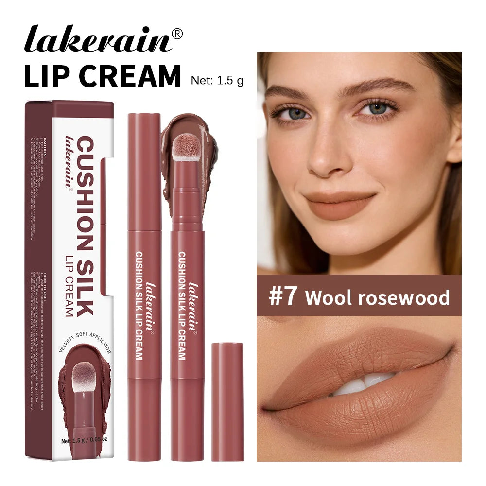 Lakerain 2-in-1 Lip Cream Powder Blusher Air Cushion Brush Design Deep Hydration Long-lasting Non Fading Lipstick Powder Blusher Peaceful Pleasures Health and Wellness Wool Rosewood