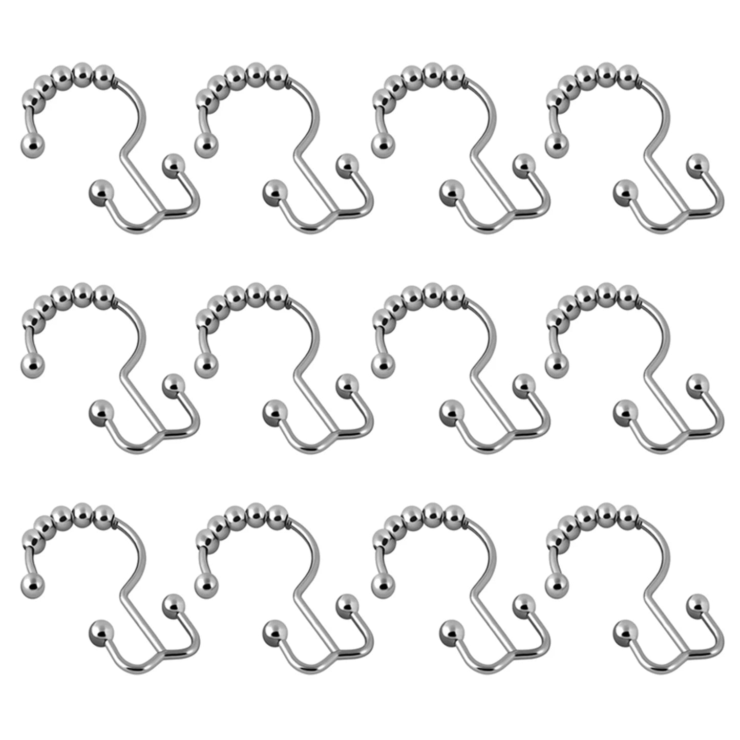 12pcs Metal Double Sided Shower Hooks Glides Rollers Multipurpose Rustproof Shower Curtain Rings For Shower Liner Curtain Rods Peaceful Pleasures Health and Wellness Rose Gold As Shown