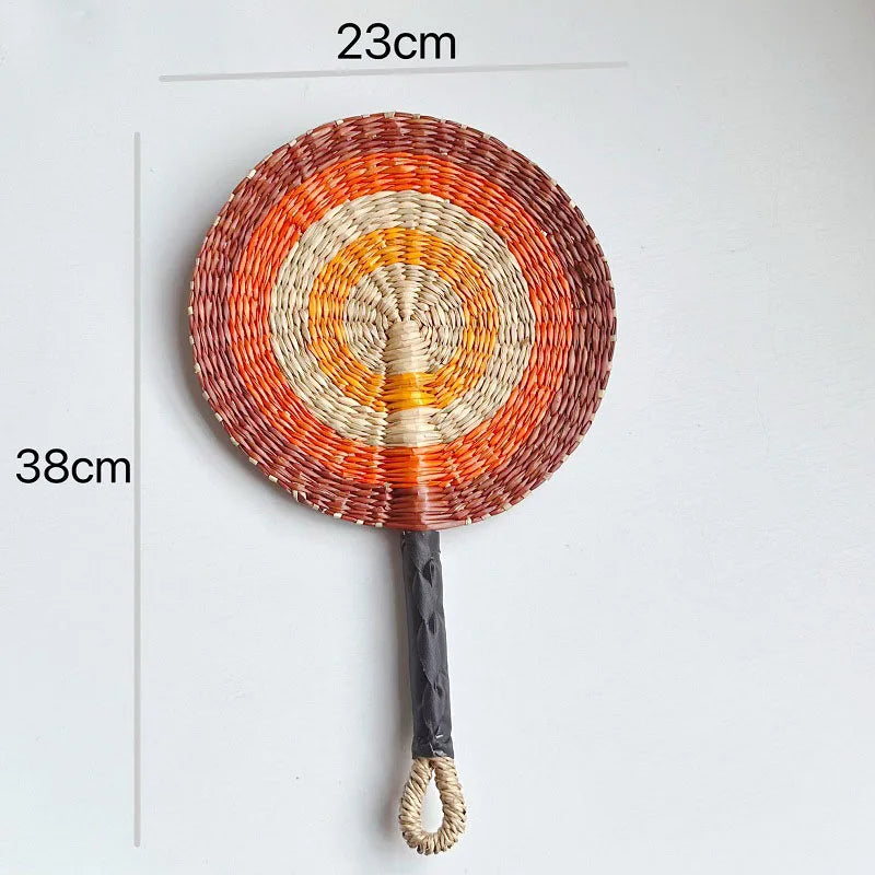 Handwoven Straw Fan – Boho Wall Decor, Wedding & Party