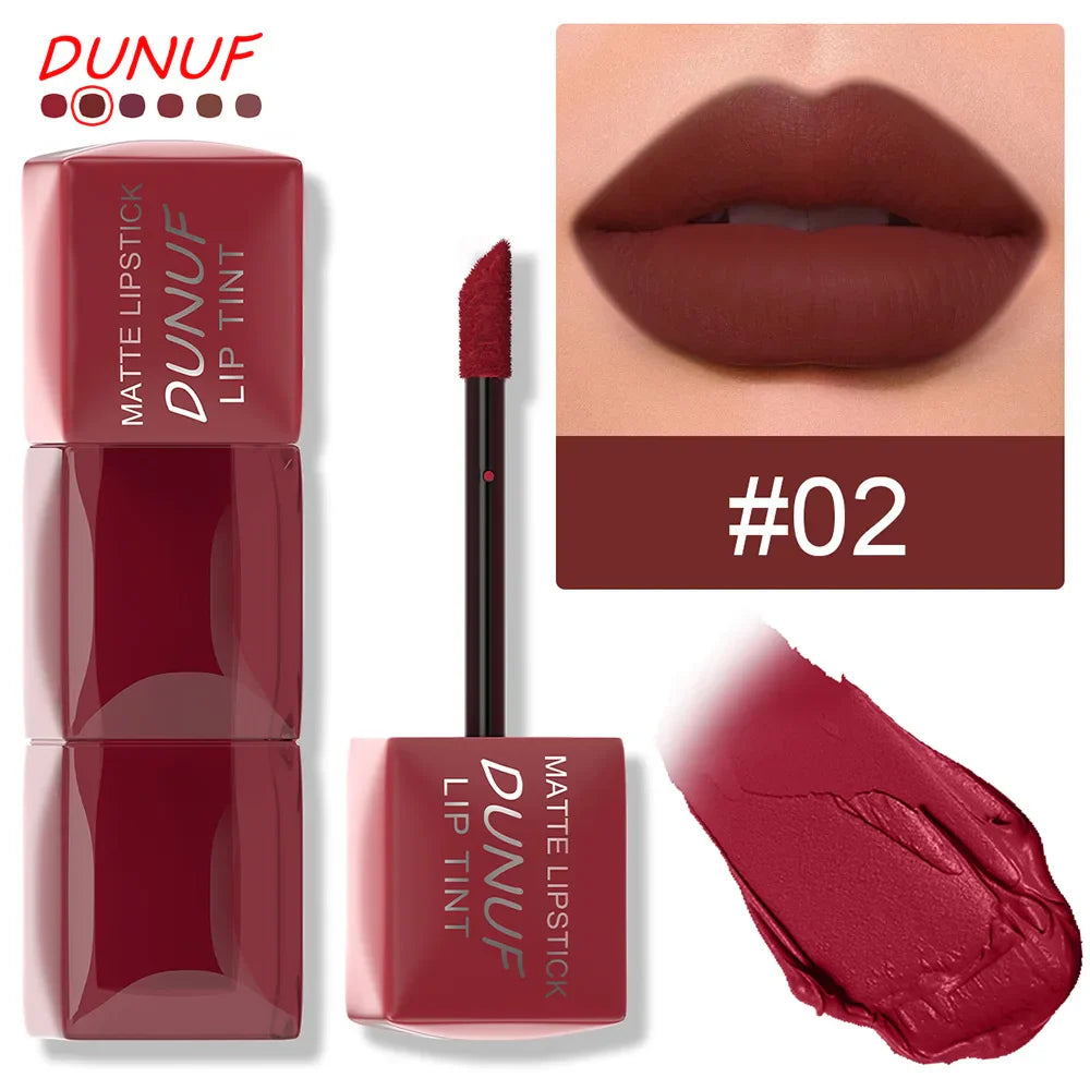 DUNUF Velvet Matte Lip Gloss – Waterproof, Hydrating, 6 Shades