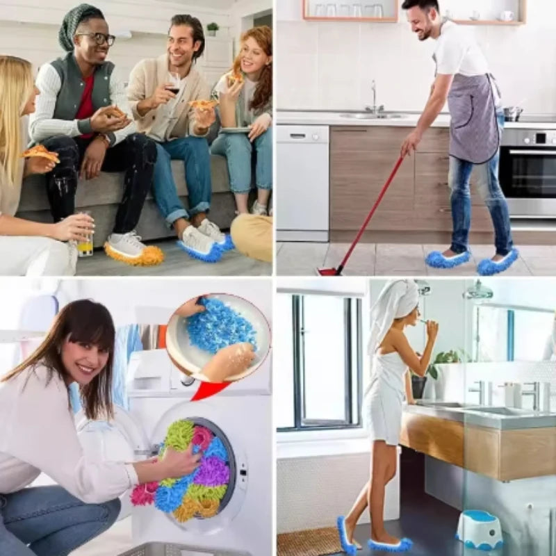 comfortable Mop Slippers Soft Washable Reusable Microfiber Foot Socks Suitable for Cleaning Dust in Bathrooms Kitchens and Bedr Peaceful Pleasures Health and Wellness