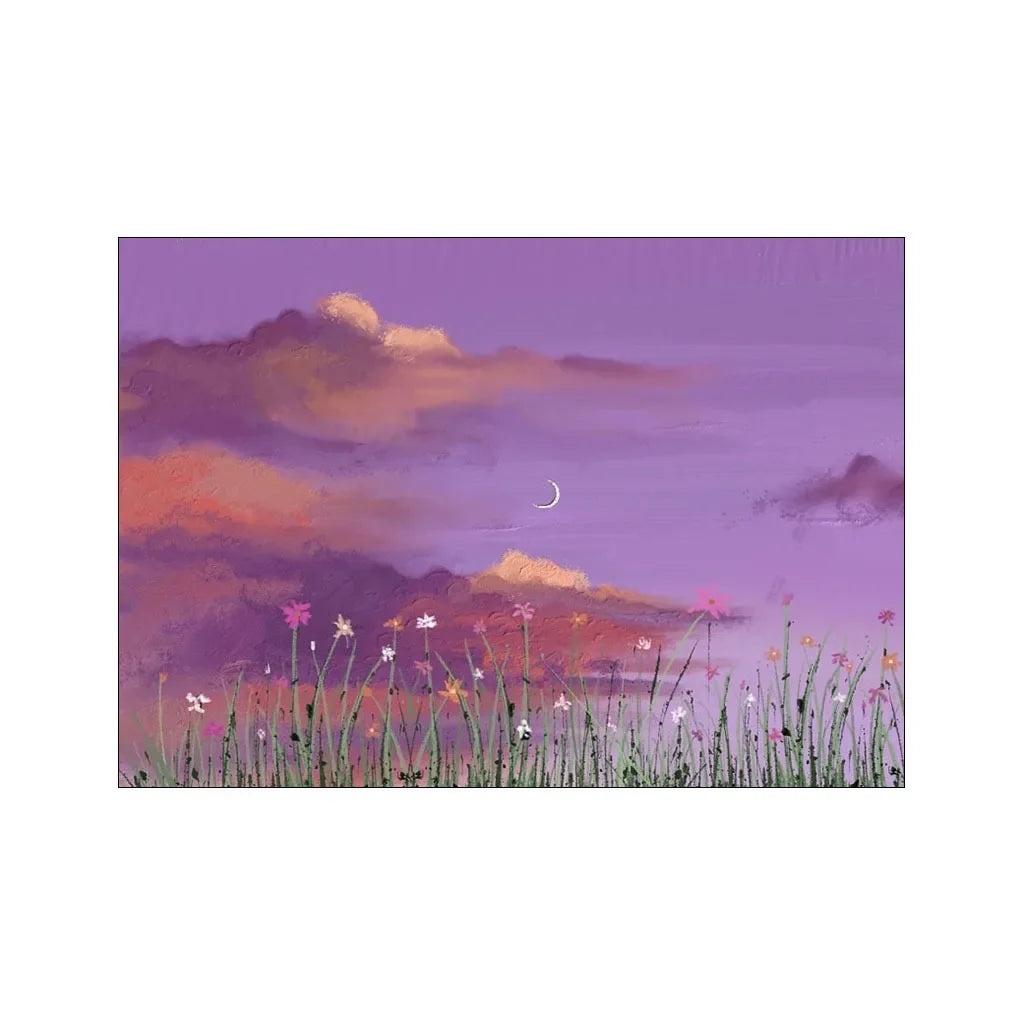 Nordic Sea Sunset Watercolor Canvas Poster | Wall Art Print Canvas Wall Art Peaceful Pleasures Health and Wellness 5 40x50cm Unframed