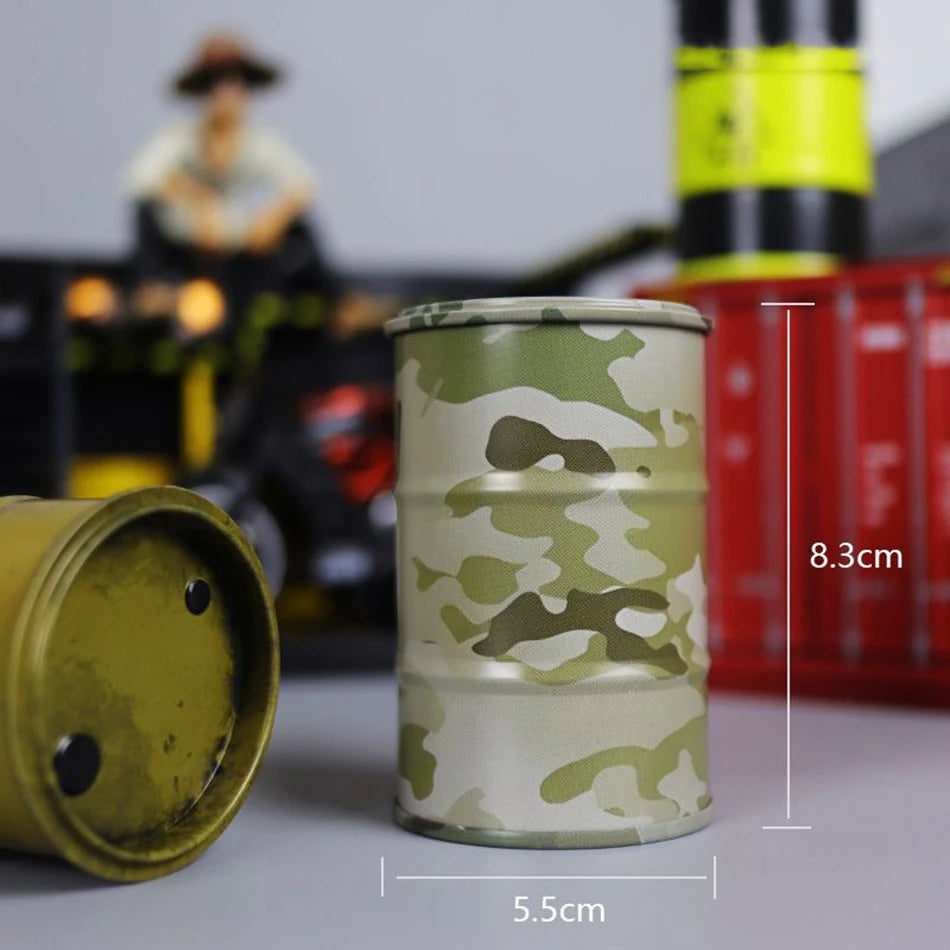 Iron Mini Oil Drum Model Chemistry Car Storage Box Desktop Decoration