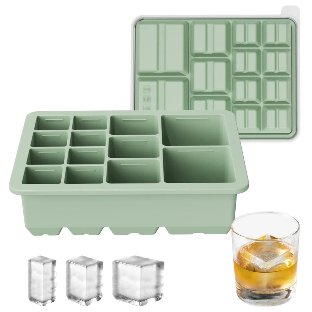 13-Grid Extra Large Silicone Freezer Tray with Lid | Food Storage