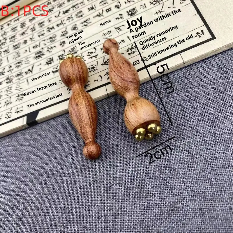 Lotus Seedpod Beauty Professional Brass & Rosewood Facial Gua Sha Tool Eye Relaxation Spot Meridians Acupoint Massage Handheld Peaceful Pleasures Health and Wellness B