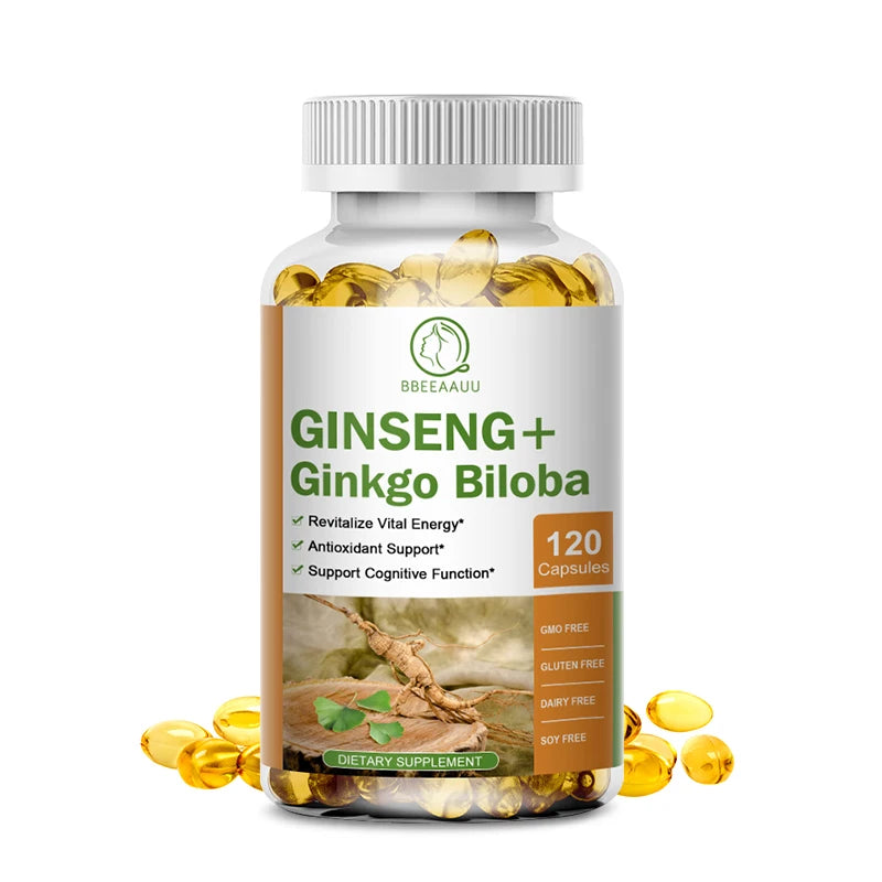 Ginseng Ginkgo & Ashwagandha Capsules – 120ct Peaceful Pleasures Health and Wellness 1Bottle United States