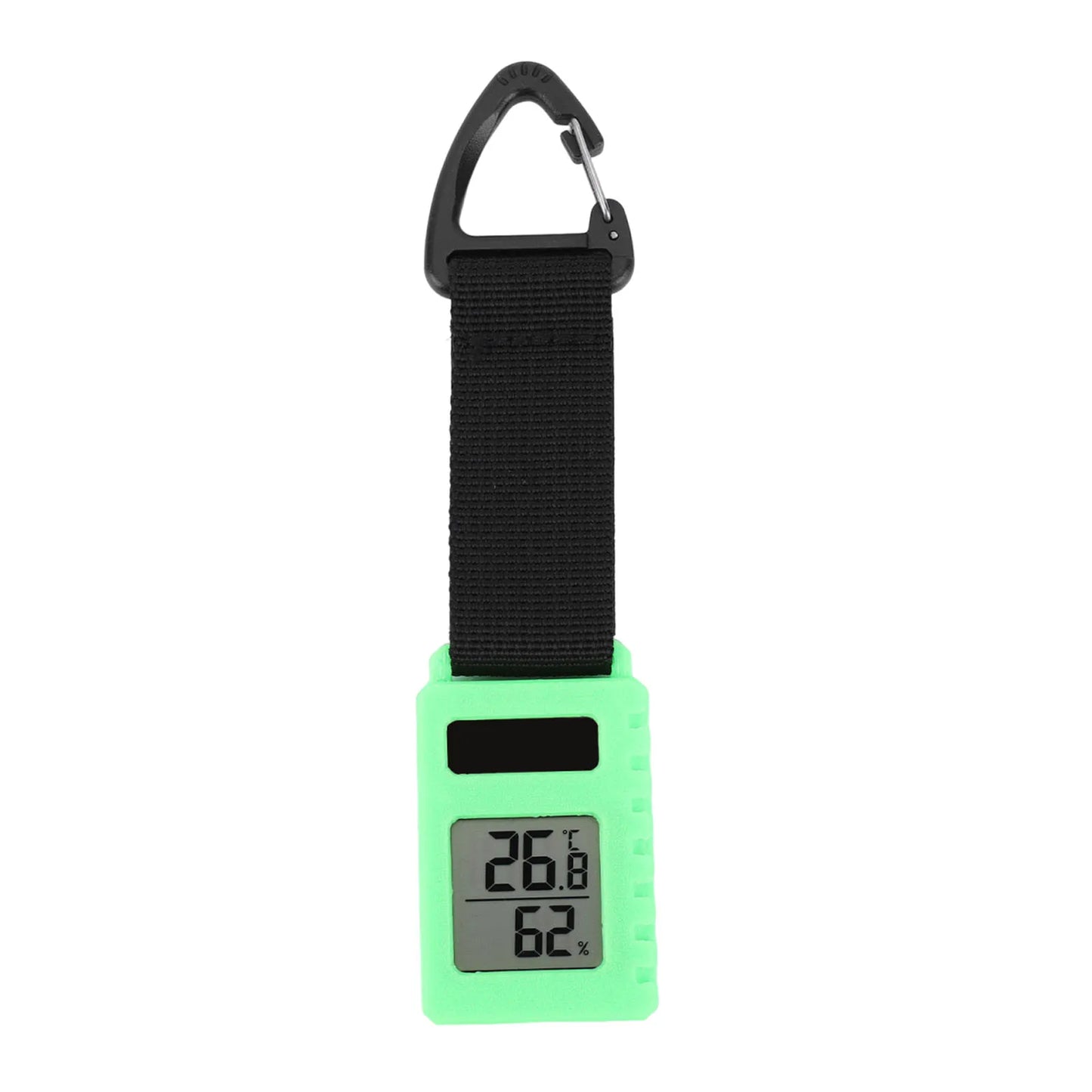 Pocket Thermometer with Carabiner Clip Temperature Humidity Meter Sensor Gauge Ultra Light 30g for Camping Cellar Closet Home Peaceful Pleasures Health and Wellness green
